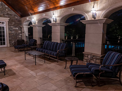 Night Scene with Outdoor Patio and Poor