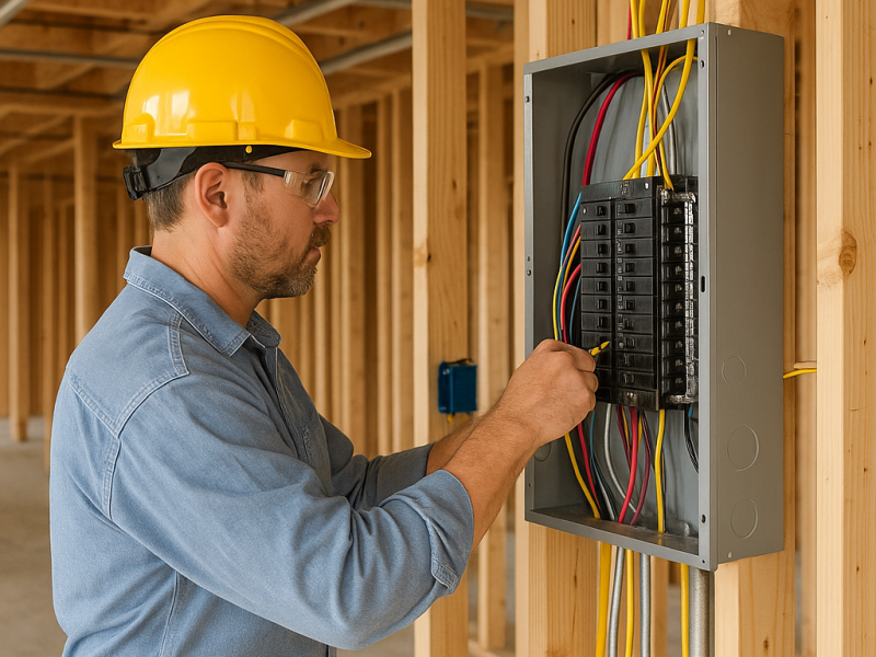 Residential new construction electrical wiring in Rochester NY by Clear Line Electric